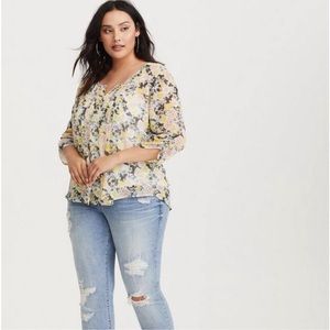 torrid floral sheer blouse